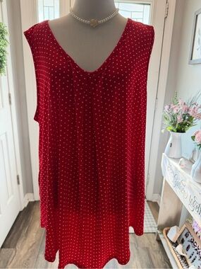 Star Vixen Red Sleeveless Polka Dot Tank Top